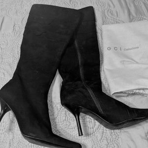GCI stiletto black suede boots